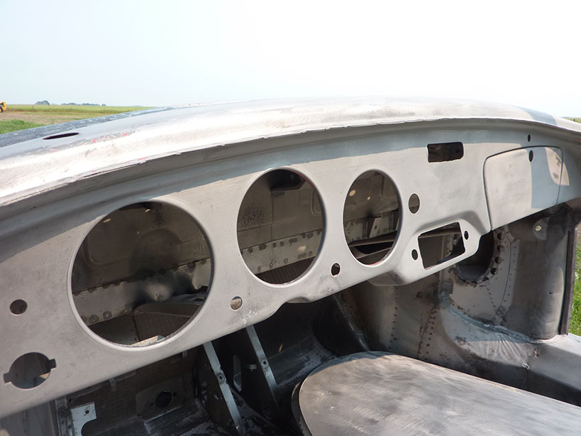 The dash has been completely removed of paint with blasting.
